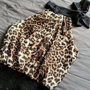 Papaya leopard print halter top